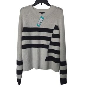 Love Ellie Anhelina Long Sleeve Sweater Light Grey Striped Knit M